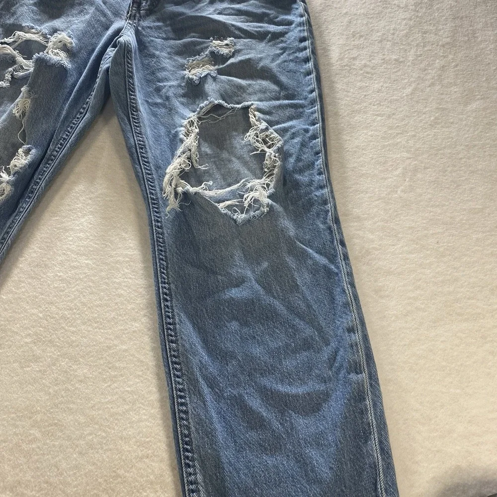 Aeropostale Womens Jeans Blue Denim Mom Jean Distressed Destroyed Cotton 10